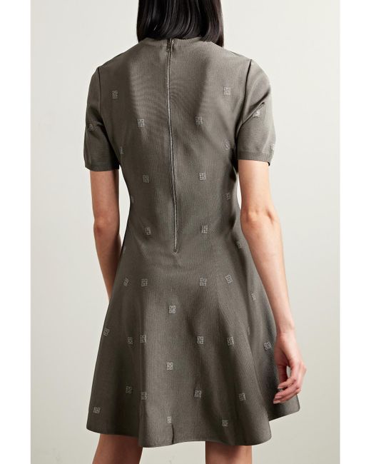 Givenchy Gray 4G Minikleid Aus Jacquard-Strick Mit Stretch-Anteil