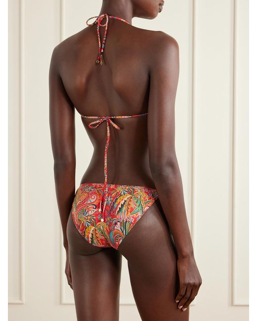Etro Red Paisley-Print Triangle Bikini