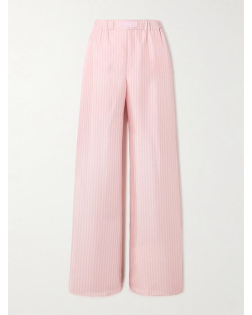 Pantalon Large En Serge De Soie Imprimée Versace en coloris Pink