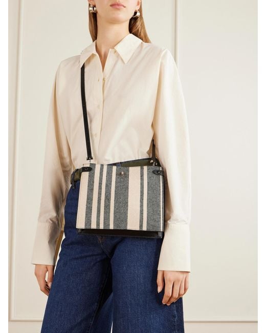Metier Blue Stowaway Striped Canvas Shoulder Bag
