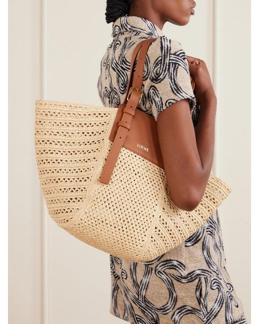 Loewe Natural Paula's Ibiza Hammock Cabas Leather-Trimmed Raffia Tote