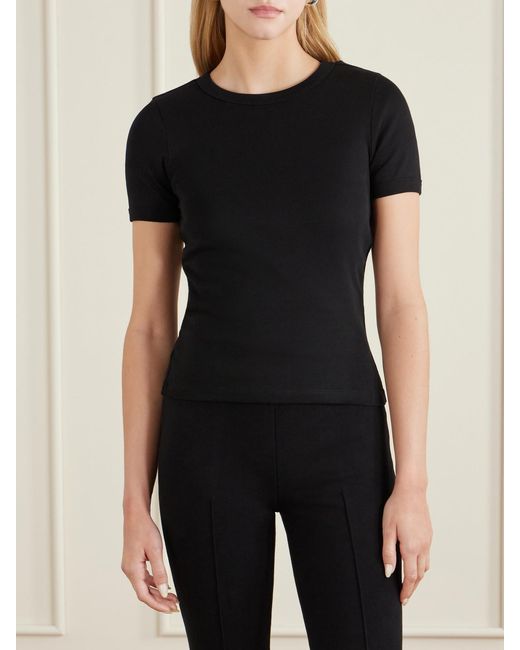 Flore Flore Black Car Ribbed Organic Cotton-Jersey T-Shirt