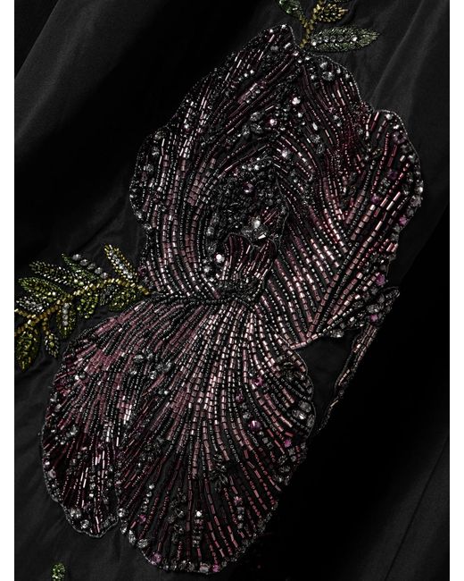 Clio Peppiatt Black Eden Strapless Embellished Gathered Velvet And Taffeta Gown