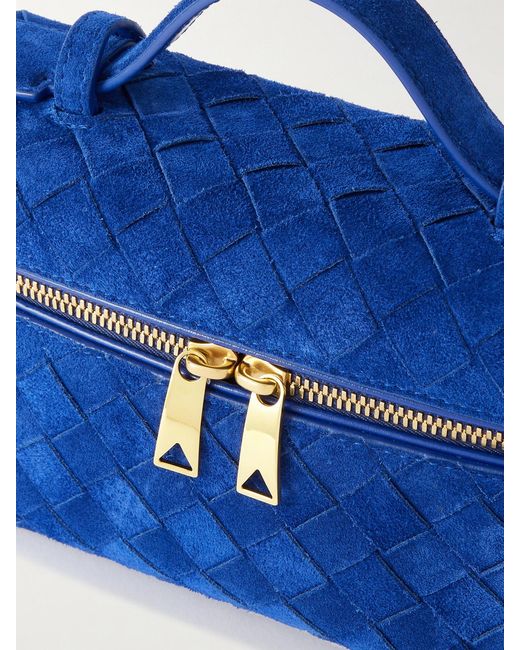 Bottega Veneta Blue Bang Bang Intrecciato Suede Tote