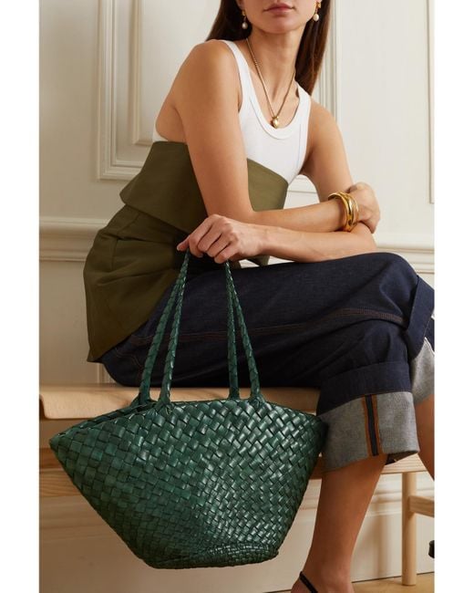 Dragon Diffusion Green Egola Woven Leather Tote