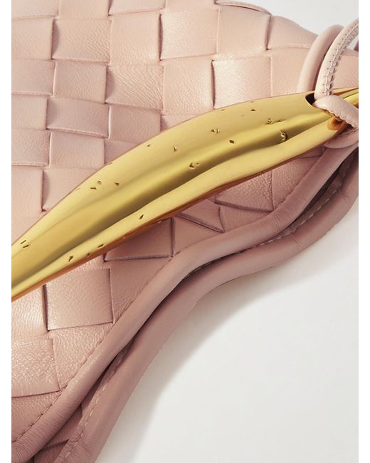 Bottega Veneta Pink Sardine Mini Intrecciato Leather Shoulder Bag