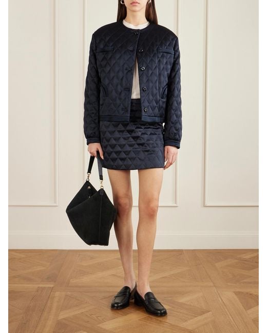 Blazé Milano Blue Novalis Coci Quilted Satin-Crepe Mini Skirt