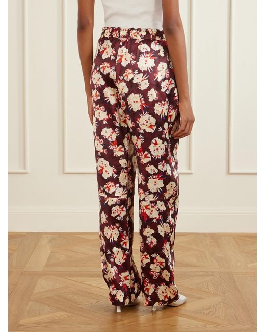 Rabanne White Floral-Print Wide-Leg Silk Pants