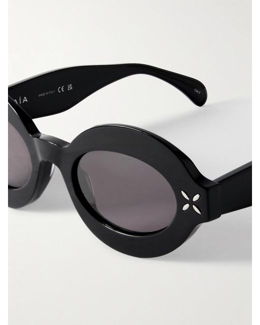 Alaïa Black Oval-Frame Acetate Sunglasses