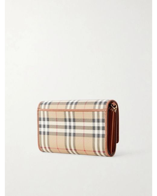 Burberry Natural Checked Leather-Trimmed Coated Canvas Clutch