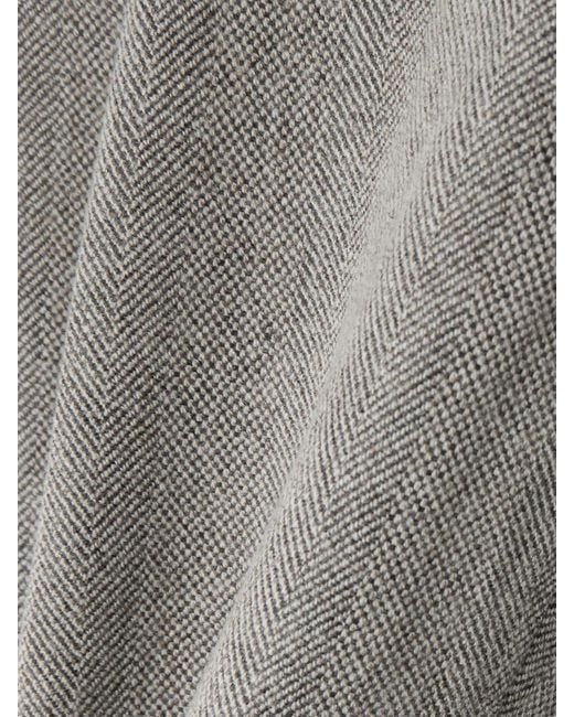 Loro Piana Gray Dan Cropped Linen, Wool And Cashmere-Blend Tapered Pants