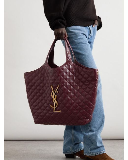 Saint Laurent Purple Icare Xl Tote Aus Gestepptem Leder Mit Verzierung