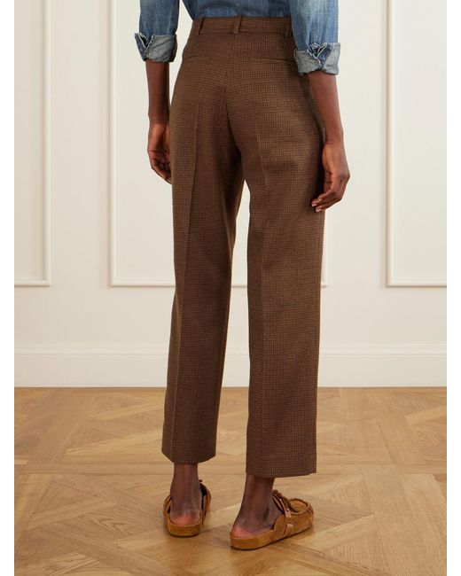 Polo Ralph Lauren Brown Houndstooth Cotton-Blend Straight-Leg Pants