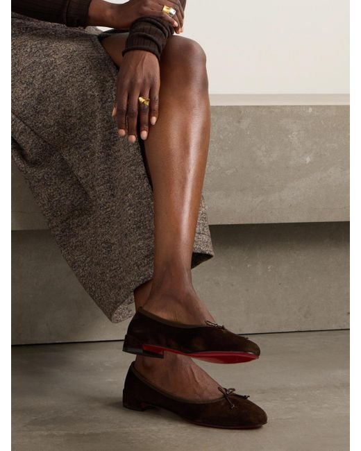 Christian Louboutin Brown Sweetie Jane Flache Schuhe Aus Veloursleder