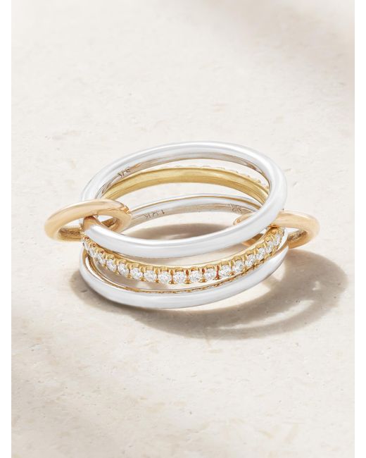 Spinelli Kilcollin Natural Sonny Set Of Three 18-Karat, And Rose Diamond Rings