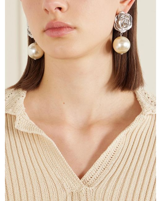 Magda Butrym White Tone Pearl Earrings