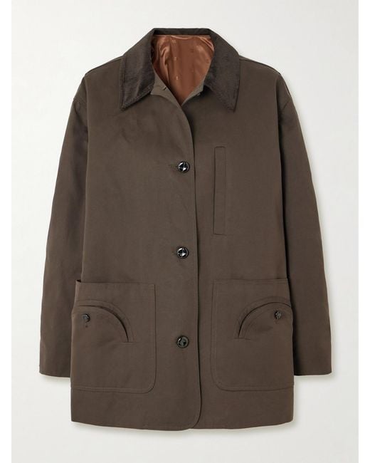 Blazé Milano Brown Clelia Corduroy-Trimmed Cotton-Gabardine Jacket