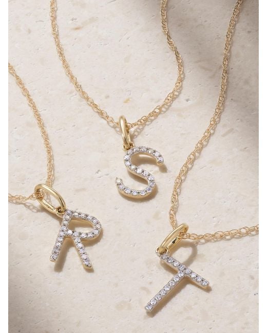 STONE AND STRAND Natural Initial 9-Karat Diamond Necklace