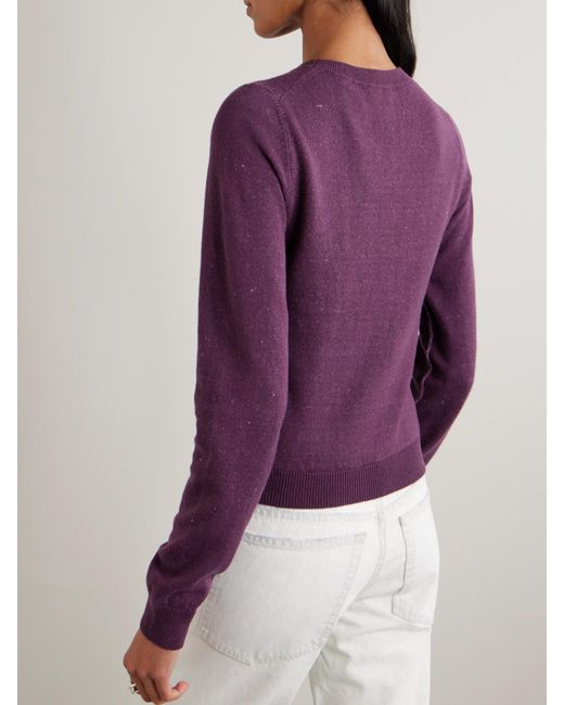 Calvin Klein Purple Celia Cropped Linen, Cashmere And Cotton-Blend Sweater