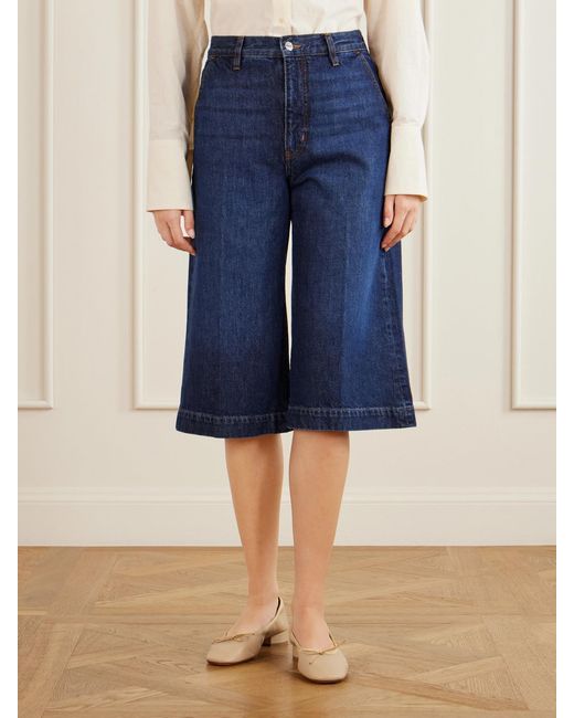 FRAME Blue The Culotte Knee-Length Shorts