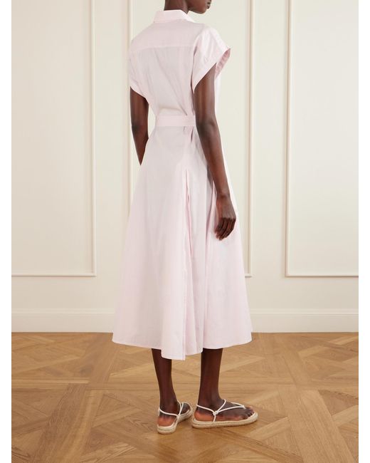 Polo Ralph Lauren Pink The Championship Wimbledon Belted Striped Cotton-Poplin Midi Dress