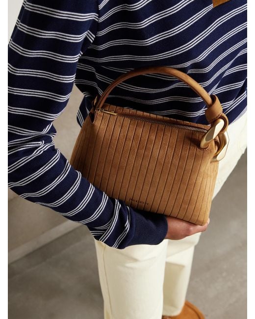 J.W. Anderson Brown Jwa Corner Small Chain-Embellished Ribbed Nubuck Shoulder Bag