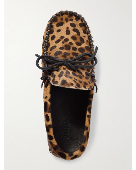 Isabel Marant Brown Fitza Loafers Aus Kalbshaar Mit Leopardenprint