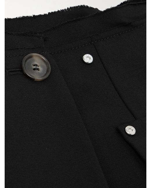 Dion Lee Black Minirock Aus Einer Wollmischung Mit Fransen, Verzierungen Und Wickeleffekt