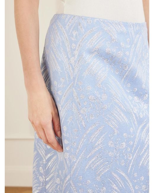 Tory Burch White Metallic Jacquard-Knit Midi Skirt