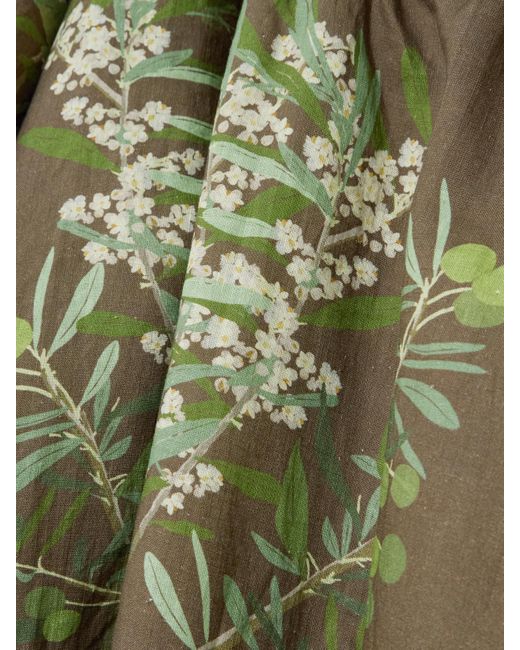 BERNADETTE Green Georgio Maxikleid Aus Leinen Mit Blumenprint