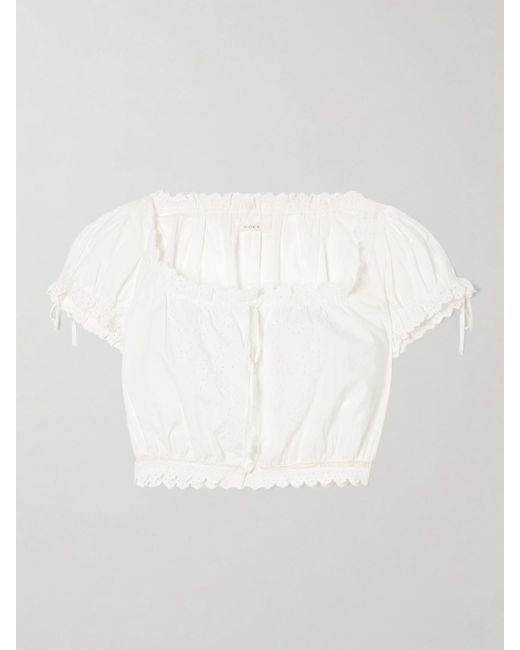 Doen White Nera Broderie Anglaise Organic Cotton Blouse