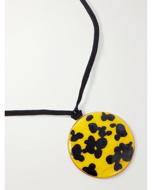 Dries Van Noten Metallic Tone, Enamel And Cord Necklace