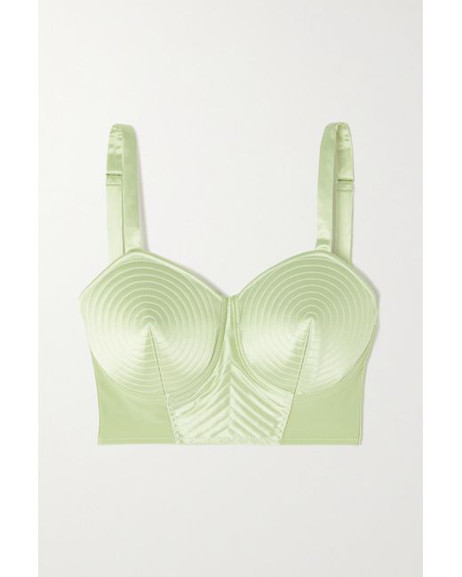 Jean Paul Gaultier + Lotta Volkova Lace-up Satin Bralette in Green | Lyst
