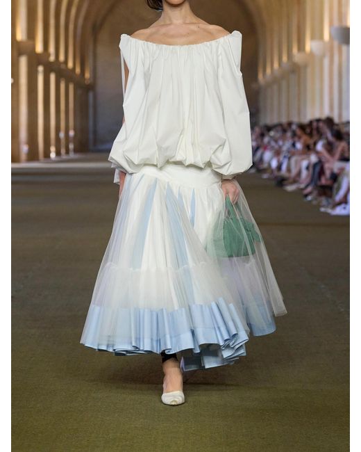 Jacquemus White The Lavande Stretch Cotton-Blend Voile Blouse