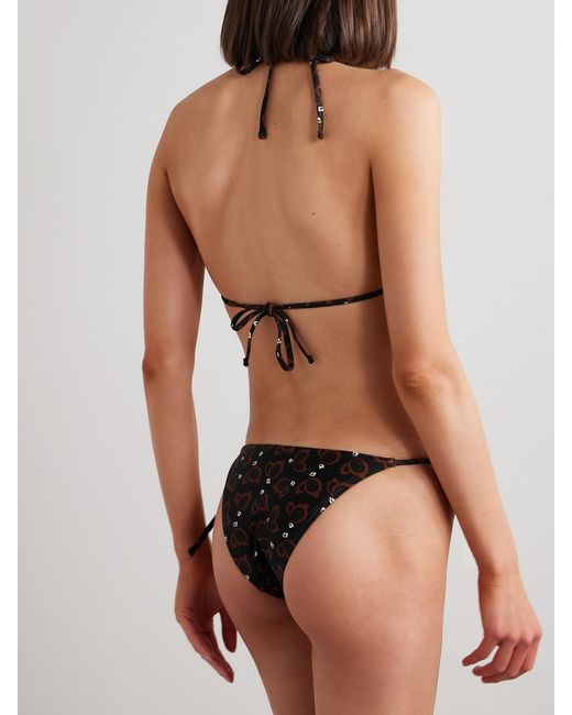 Matteau Black Floral-Print Recycled Triangle Bikini
