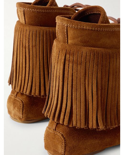 Paris Texas Brown Indiana Fringed Suede Ankle Boots