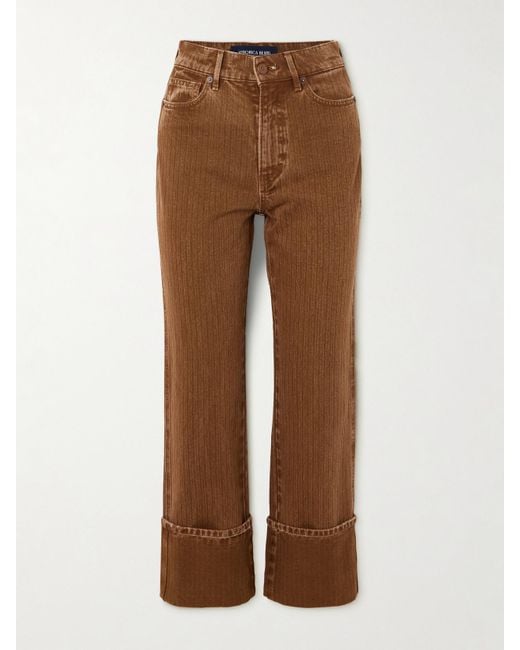 Veronica Beard Brown Dylan Hose Mit Geradem Bein Aus Baumwoll-Twill Mit Fischgratmuster