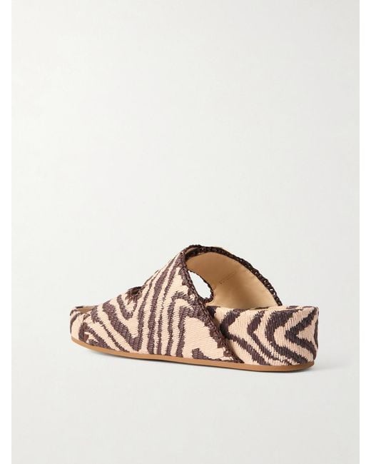 Loeffler Randall Pink Nico Striped Raffia Sandals