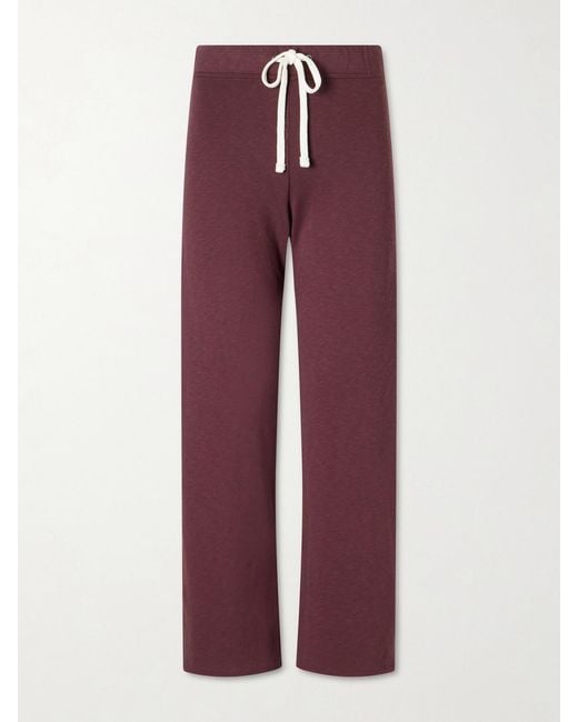 James Perse Purple Cropped Cotton-Terry Wide-Leg Track Pants