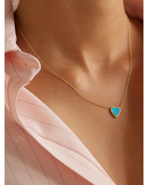 Jennifer Meyer Blue Mini Heart 18-Karat Necklace