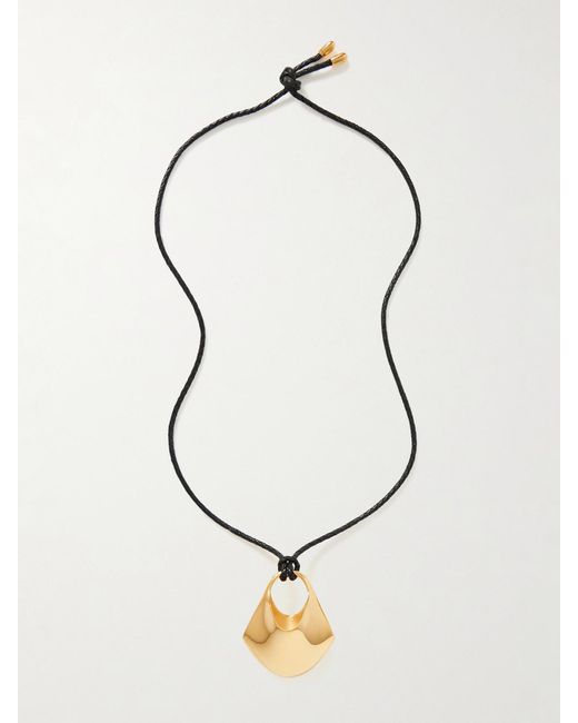 Khaite Natural Lotus Medium Leather And-Plated Necklace