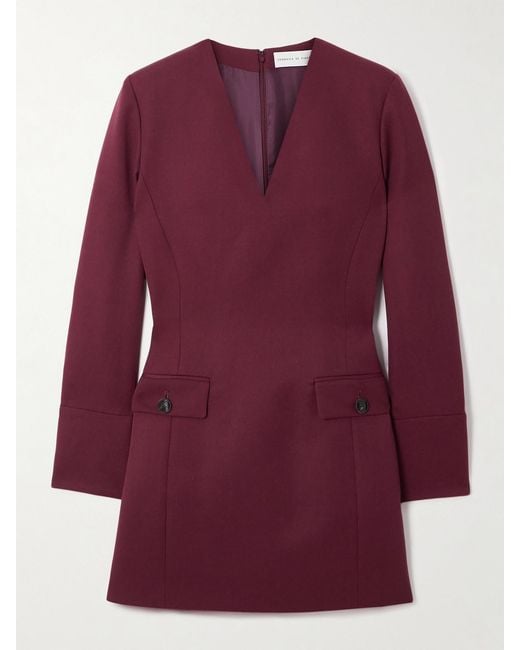 Veronica de Piante Purple Elsie Grain De Poudre Wool Mini Dress