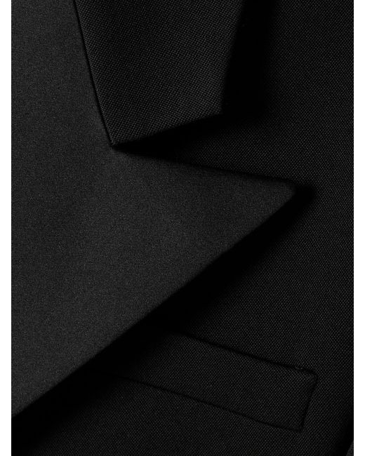 Saint Laurent Black Double-Breasted Twill-Trimmed Grain De Poudre Wool Blazer
