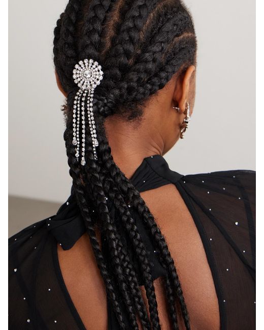 Jennifer Behr White Zelina Rhodinierte Haarspange Mit Kristallen Und Fransen