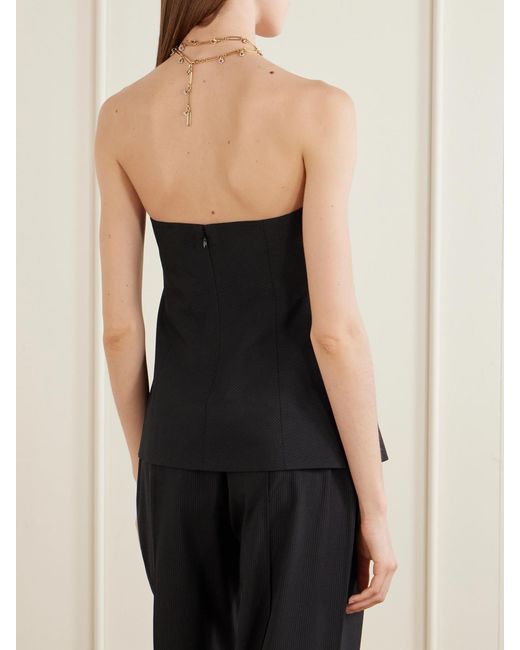 St. Agni Black Strapless Pinstriped Woven Top