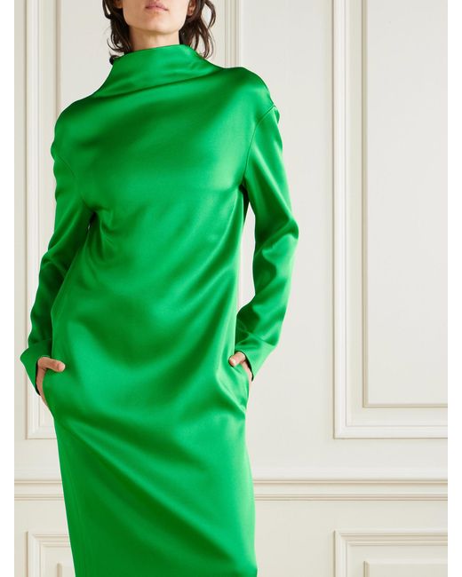 Tom Ford Green Oversized Open-Back Satin-Crepe Gown