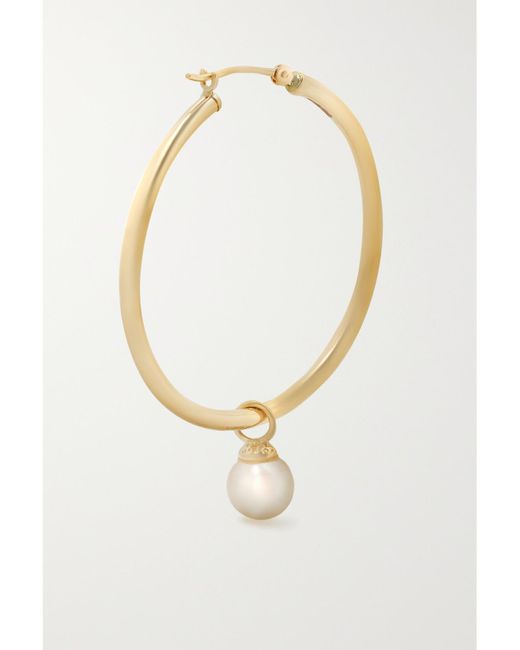 Mateo White Large 14-Karat Pearl Hoop Earrings