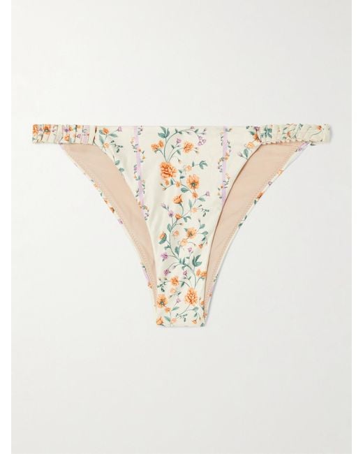 Agua Bendita Natural Vera Chinesis Ruffled Floral-Print Recycled Bikini Briefs