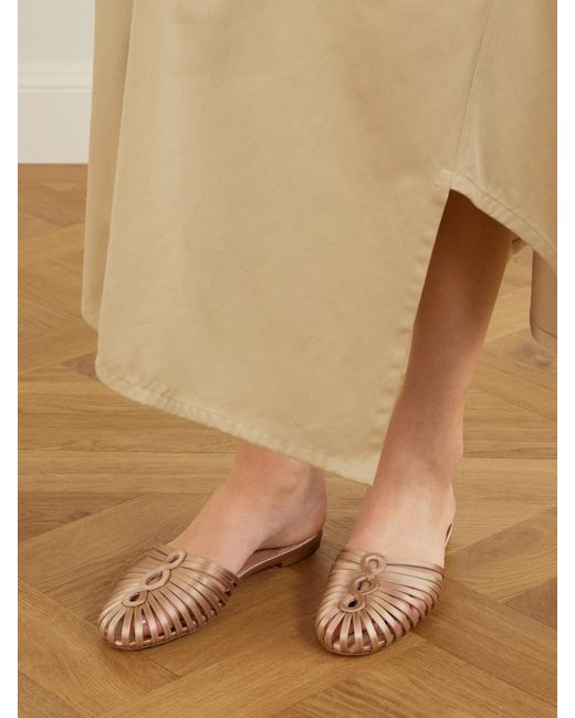 Aquazzura Natural Sweet Surrender Satin Mules