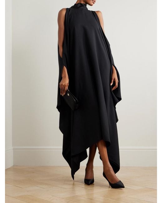 Taller Marmo Black Aga Tie-Detailed Draped Crepe Gown